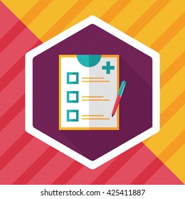 clinical record flat icon with long shadow,eps10