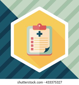 clinical record flat icon with long shadow