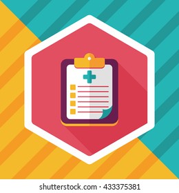clinical record flat icon with long shadow