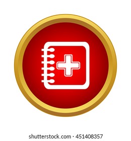 Clinical record icon in simple style in red circle