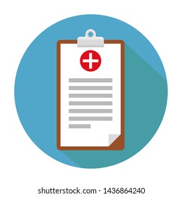 Clinical record, prescription, medical checkup report, health insurance concepts. Clipboard with checklist and medical cross in mockup style for website or mobile apps design. eps10