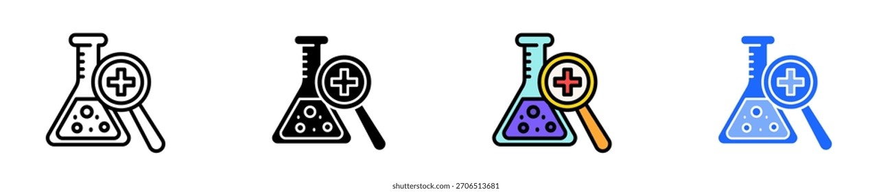 Conjunto de iconos de investigación clínica Colección de estilo múltiple