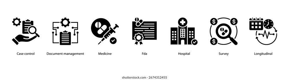 Clinical Research Operations web banner featuring Case Control, Document Management, Medicine, FDA, Hospital, Survey, and Longitudinal.