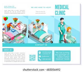 Clinical services brochure or flyer in simple design vector trifold