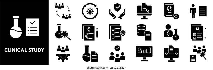 Clinical Study icon collection set. Containing design medical, clinic, medicine, research, hospital