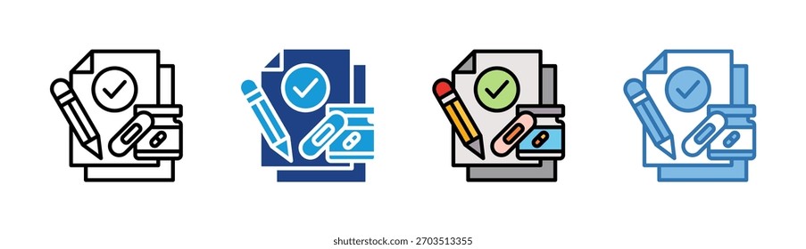 Ícone de estudo clínico define coleção de vários estilos