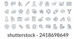 Clinical study, trials,research line icon set. Comparison group, test person,syringe, pills, microscope,test tubes, dna, test, prescription, Rh factor, blood vector illustration. Editable Stroke.