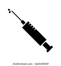 clinical syringe with hypodermic needle for injection icon. vector illustration