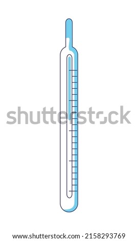 Clinical thermometer semi flat color vector element. Full sized object on white. Fever diagnosing. Temperature measurement simple cartoon style illustration for web graphic design and animation