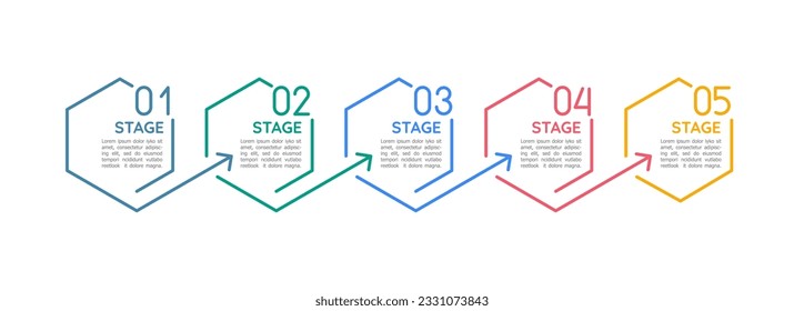 Clinical trial benefits infographic chart design template. Abstract infochart with copy space. Instructional graphics with 5 step sequence. Visual data presentation. Tahoma, Quicksand fonts used