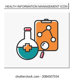 Clinical Trial Color Icon. Medical Experiment. Medical Science. Treatment Method. Medicines Elaborating. Healthcare And Health Information Management Concept. Isolated Vector Illustration