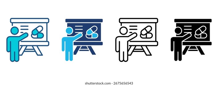 Clinical Trial Icon Set With Multiple Styles. Vector Illustration