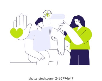 Clinical trial on volunteers abstract concept vector illustration. Doctor makes clinical research on volunteers, medical research, disease treatment, coronavirus vaccination abstract metaphor.