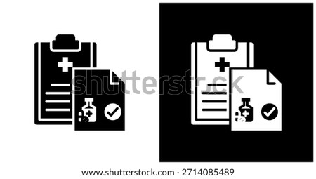 Clinical Trials Icon Set In White And Black Background