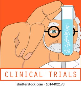 Clinical trials vector picture with test tube
