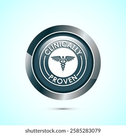 Clinically proven icon design illustration, Clinically tested label badge, Gray color round button design