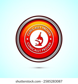 Clinically proven icon design illustration, Clinically tested label badge, Orange color round button design
