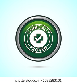 Clinically proven icon design illustration, Clinically tested label badge, Green color round button design