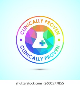 Clinically proven icon design illustration, Clinically tested label badge, low poly style