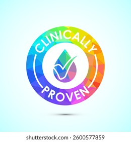 Clinically proven icon design illustration, Clinically tested label badge, low poly style