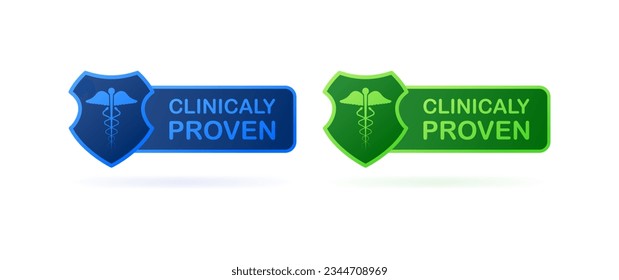 Clinically proven sign. Flat, color, scientifically proven, proven fact. Vector illustration