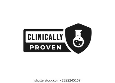 Clinically proven sign or Clinically proven label vector isolated in flat style. Best Clinically proven sign for product packaging design element. Simple Clinically proven label for packaging design e