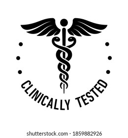 Clinically tested, approved, vector badge