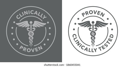Clinically Tested, Approved, Vector Badge. Dietary Supplement Label Approved Seal.