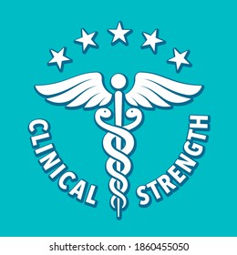 Clinically tested, approved, vector badge. Dietary supplement label approved seal.
