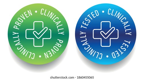 Clinically tested, approved, vector badge. Dietary supplement label approved seal.