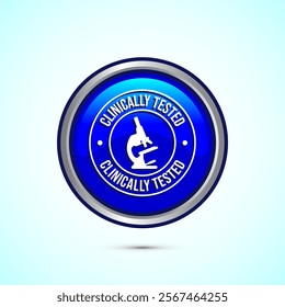 Clinically tested icon design illustration, Clinically proven label sign, Blue Color Round Button Design