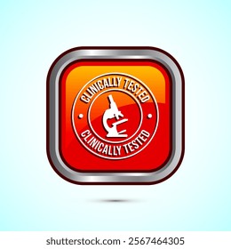 Clinically tested icon design illustration, Clinically proven label sign, Orange Color Square Button Design