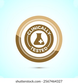 Clinically tested icon design illustration, Clinically proven label sign, Gold Color Button Design