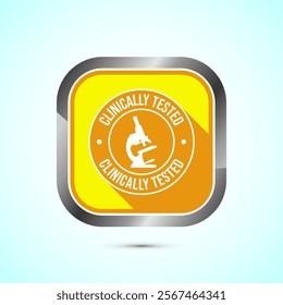 Clinically tested icon design illustration, Clinically proven label sign, Yellow Shadow Button Design