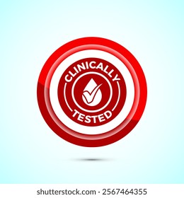 Clinically tested icon design illustration, Clinically proven label sign, Red Color Button Design