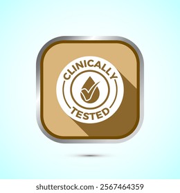 Clinically tested icon design illustration, Clinically proven label sign, Gold Shadow Button Design