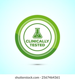 Clinically tested icon design illustration, Clinically proven label sign, Green Color Button Design