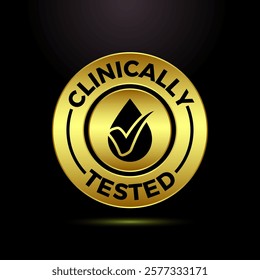 Clinically tested icon design illustration, Clinically proven label sign symbol in gold color style