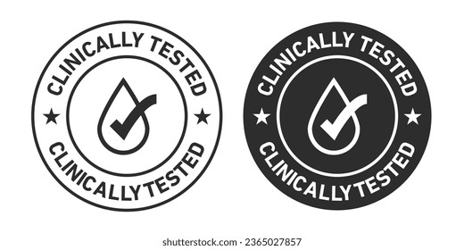 Clinically tested Icons set in black filled and outlined.