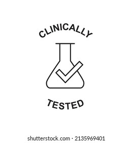 Clinically tested label, clinically approved label icon in black line style icon, style isolated on white background