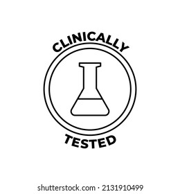 Clinically tested label icon in black line style icon, style isolated on white background