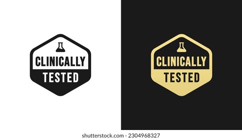 Clinically tested label or Clinically tested symbol vector isolated in flat style. Clinically tested icon for product packaging. Clinically proven label icon for cosmetic or health product packaging.