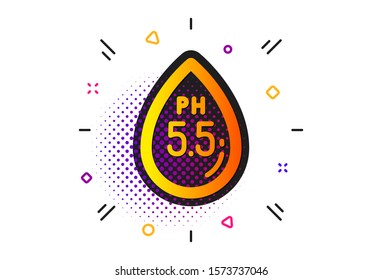 Clinically tested sign. Halftone circles pattern. Ph neutral icon. Water drop symbol. Classic flat ph neutral icon. Vector