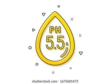 Klinisch getestetes Zeichen. Ph neutrales Symbol. Wassertropfsymbol. Gelbe Kreise Muster. Klassisches, ph-neutrales Symbol. Geometrische Elemente. Vektorillustration