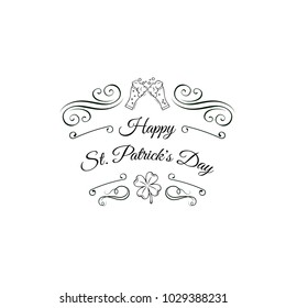 Clink beer glasses. Saint Patrick's Day with decorative items and sayings. Ideal for St. Patrick's day party invitations, flyers, banners and posters