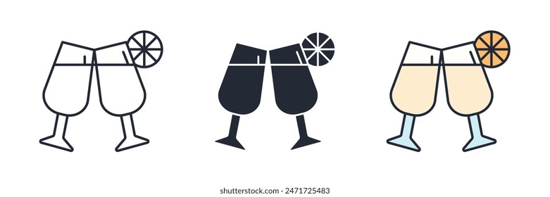 Clink glasses champagne Icon theme symbol vector illustration isolated on white background
