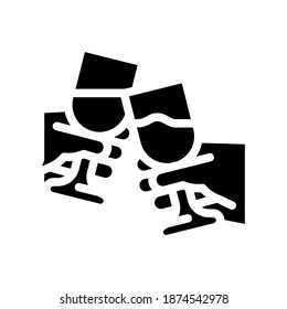 clink glasses glyph icon vector. clink glasses sign. isolated contour symbol black illustration
