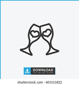 clink glasses icon. simple outline clink glasses vector icon. on white background.