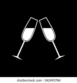 The clink glasses icon. Wineglass and goblet, celebration symbol. Flat Vector illustration