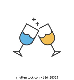 Clink glasses Line Icon Style